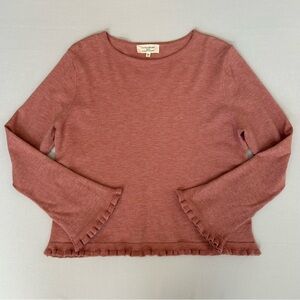La Vila Milano Bell Sleeve Ruffled Edge Top Pink Medium